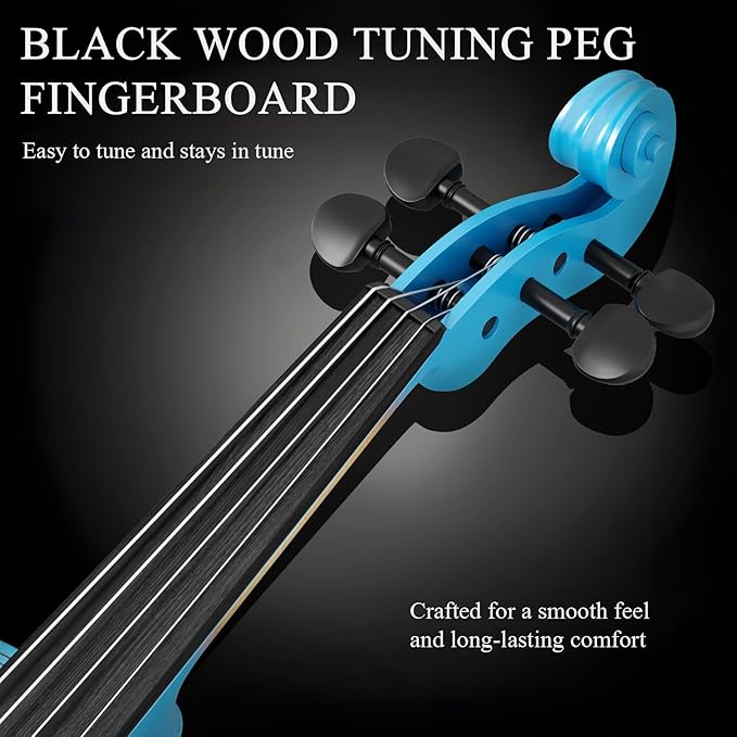 4/4 Beginner Violin Kit for Adults, Complete Full Size Violin Set with Portable Case, Bow, Rosin, Sky Blue-CubbioJoy