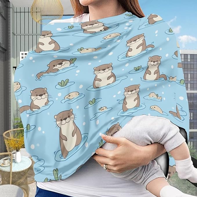 Binienty Cute Otter Nursing Cover Baby Car Seat Covers Soft Breathable Infant Carseat Canopy for Moms-CubbioJoy