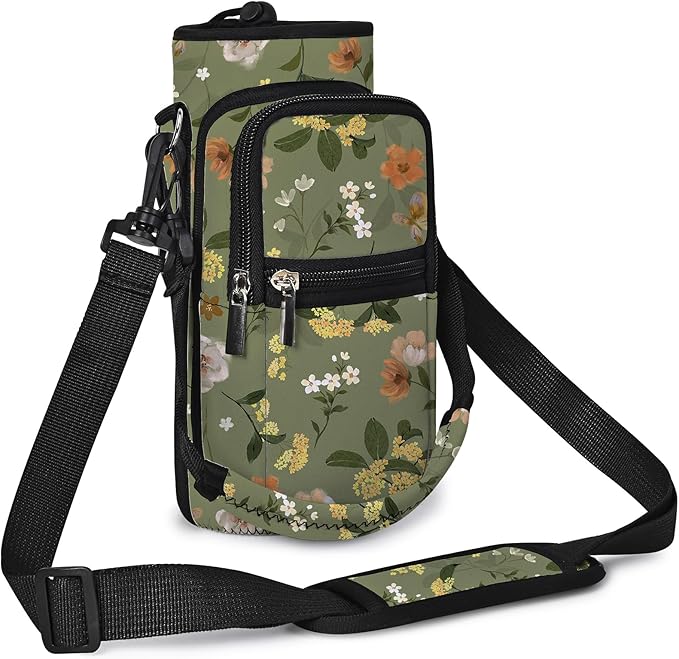 25/32/40/64oz Water Bottle Bag Holder Carrier-Insulated Crossbody Sling Case Sleeve with Strap & Pockets for Men Women Gym Cycling Travel Walking Hiking Camping-CubbioJoy