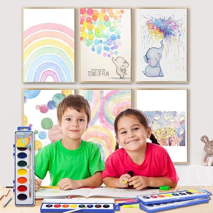 24 Count Watercolor Paints, 8 Colors, Washable, Non-Toxic, Perfect for Kids 3+-CubbioJoy