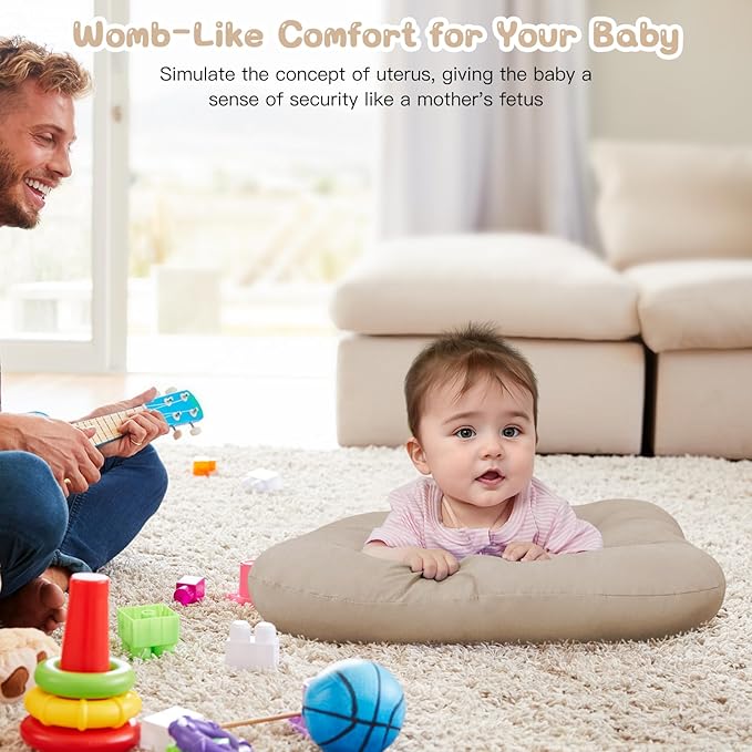 Baby Lounger for Newborn, Bionic Design Baby Lounger, Soft Organic Cotton Breathable Lounger for Infants 0-18 Months (Apricot)-CubbioJoy