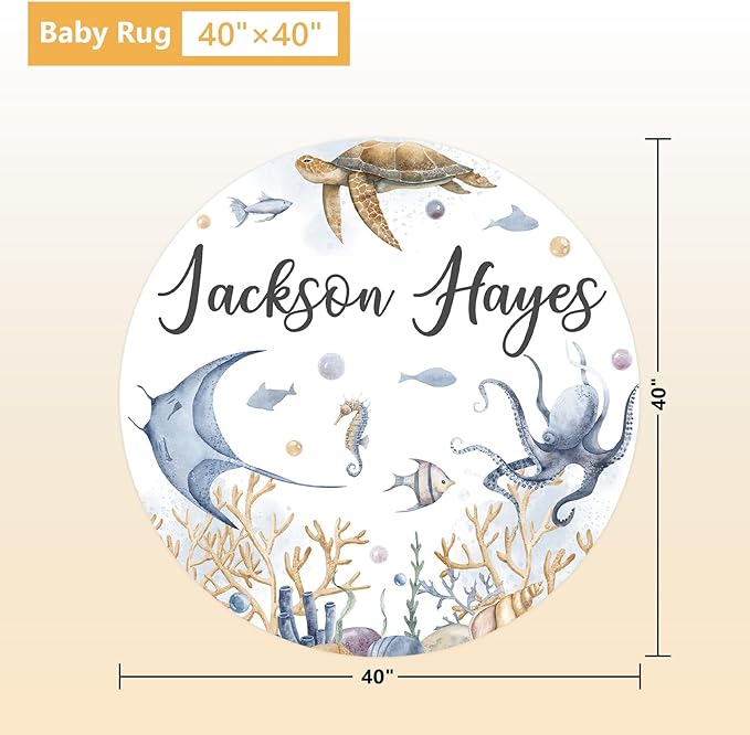 Custom Crib Bedding Set - 5 Pcs Customized Baby Crib Set with Name - Soft Double Layer Marine Animals Nursery Baby Bedding Set for Girls Boys - Personalized for Infant Toddler-CubbioJoy