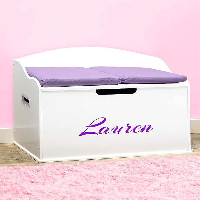 DIBSIES Personalized Creative Wonders Toy Box, Signature Series for Girls, 30 x 19.25 x 18 inches, Soft-Close Lid (White)-CubbioJoy
