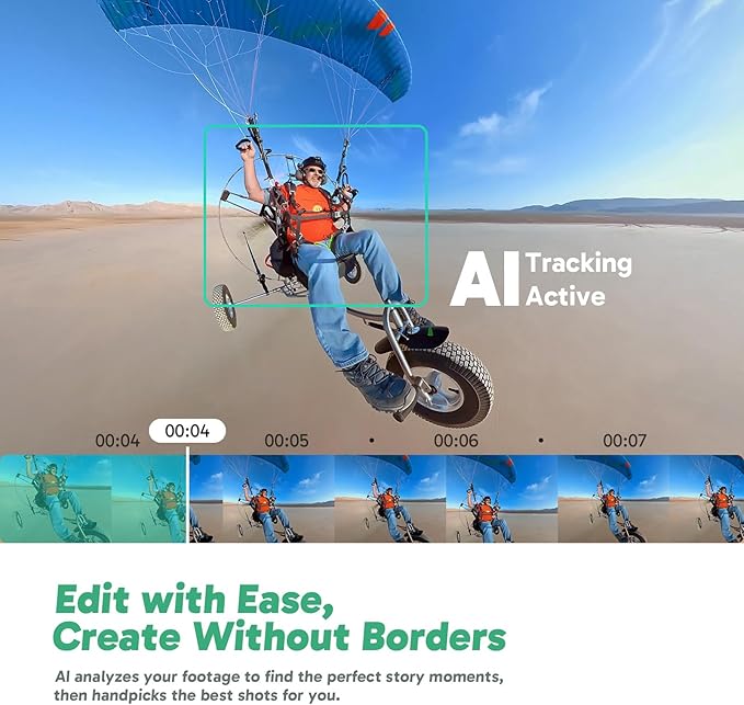 AKASO 360 Weatherproof 360° Action Camera - 5.7K 360 Video with 1/2" 48MP Sensors, 72MP 360 Photo, 360-SuperSmooth, 2.29" Touchscreen, Invisible Selfie Stick Effect, 360° Horizon Lock, AI Tracking-CubbioJoy