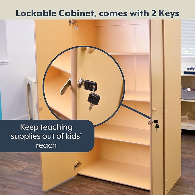 Angeles Value Line Teacher's Storage Cabinet, Classroom Shelves and Daycare Furniture, Lockable Storage Cabinet, 36" L x 19" W x 63" H-CubbioJoy