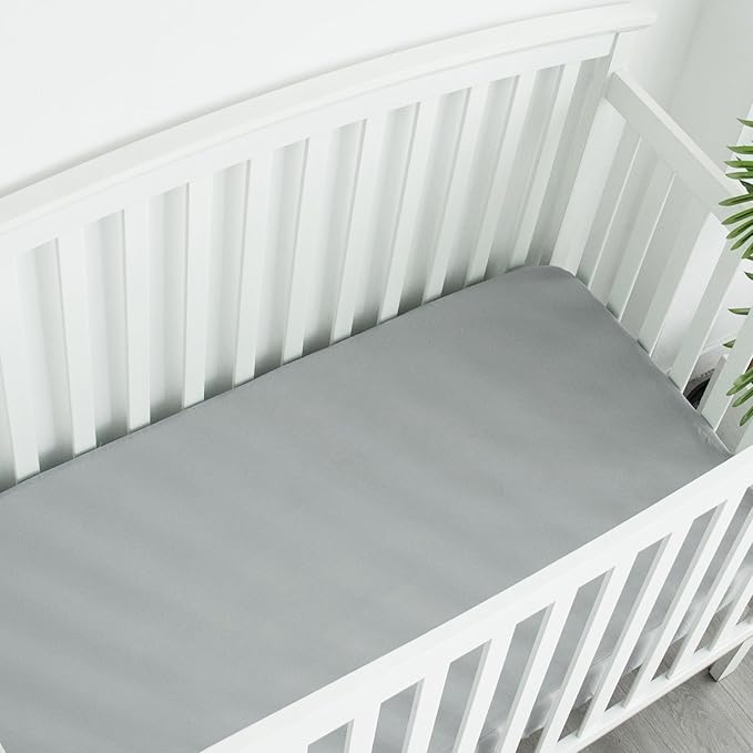 Crib Sheets 4 Pack for Baby Boys & Girls, Neutral Crib Sheet Fitted 52'' x 28'' for Standard Crib & Toddler Mattress, Ultra Soft Material Baby Sheet, Grey Leaf-CubbioJoy