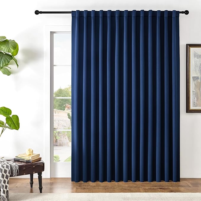Joydeco Custom Blackout Curtains for Bedroom, 1 Panel Room Darkening Curtains & Drapes for Living Room Window Rod Pocket Back Tab (Custom Size,Navy Blue)-CubbioJoy