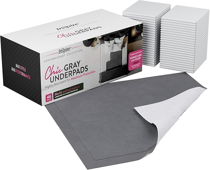 Inspire XL 36 x 36 Ultra Underpads Incontinence Bed Pads | Contemporary Modern Design | Hospital Bed Pads Disposable Adult Extra Large Chux Pads | Chucks Pads Disposable Adult | Medical Bed Linens.-CubbioJoy