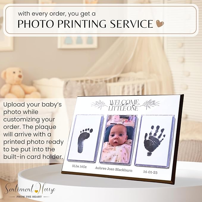 Inkless Hand and Footprint Kit, Baby Keepsake Plaque & Baby Shower Gifts - Ideal as Mom To Be Gift, Nursery Picture Frames, Clean Touch Hand and Footprint Kit (Style 1 - Design 1)-CubbioJoy