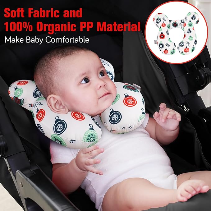 KAKIBLIN Baby Travel Pillow for Head and Neck, Upgraded Baby Support Pillow, Baby Neck Pillows for Car Seat,Pushchair,Travel,(Cross)-CubbioJoy