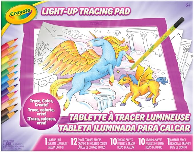 Crayola Light Up Tracing Pad - Pink, Writing & Drawing Art Kit for Kids, Kids Toys & Games, Tracing Light Box, Sketching Gifts for Girls & Boys, 6+ [Amazon Exclusive]-CubbioJoy