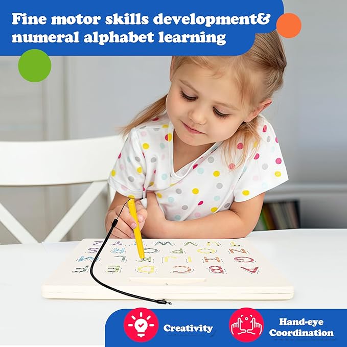 2 in 1 Magnetic Number Tracing Board, Magnetic Drawing Board Numbers 1-20 Writing Board Preschool Handwriting Learning Toys Alphabet & Math STEM Educational Toy for Toddlers Kids-CubbioJoy