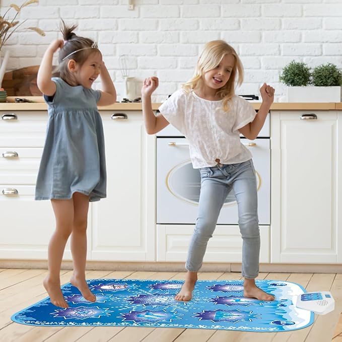 Dance Mat Kids Frozen Toys - Electronic Dance Mat for Girls Boys, Kids Dance Mat 5 Game Modes, Built-in Music, Touch Sensitive Light Up LED, Dance Floor Mat, Gifts for 3 4 7 12 Year Old Girls Boys-CubbioJoy