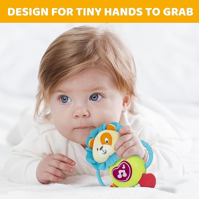 KiddoLab Musical Caesar Teething Toy for 3 Months and Up - Baby Teether, Rattle & Musical Toy with Lights & Fun Sound Effects - Baby Hanging Toy Easily Fits to Crib, Stroller and Car Seats-CubbioJoy