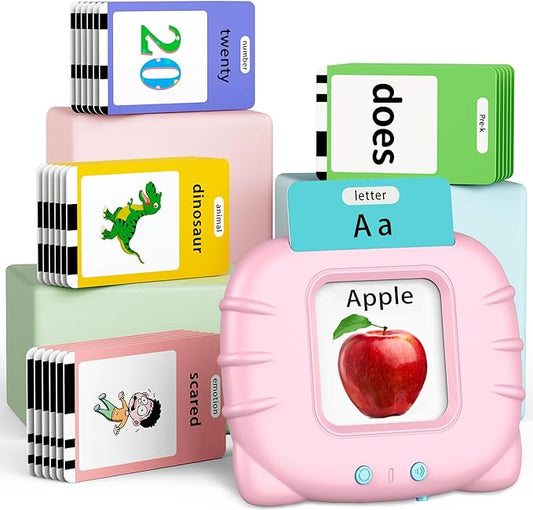 580 Pre-K Sight Words Talking Flash Cards with Dolch Words,Letters/Number Flash Cards 1-100 Kindergarten, Pocket Speech Toys, Educational Learning Gifts for 3 4 5 6 Year Old Girls, Pink-CubbioJoy