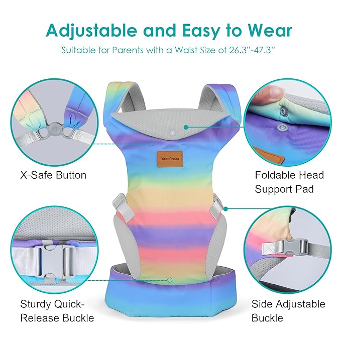 Baby Carrier Newborn to Toddler, Ergonomic Adjustable Toddler Carriers for 7-66 Lbs, Cozy Lightweight Infant Carrier with Neck Support, Baby Holder Carrier with Lumbar Support for Mom Dad-CubbioJoy