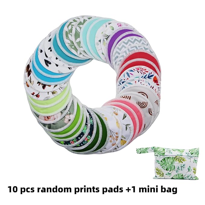 8 pcs(4 Pairs) Random Prints Breast Pads for Nursing Mothers, Reusable and Washable with 1 Bag(8 pcs randomprints with1 Bag)-CubbioJoy