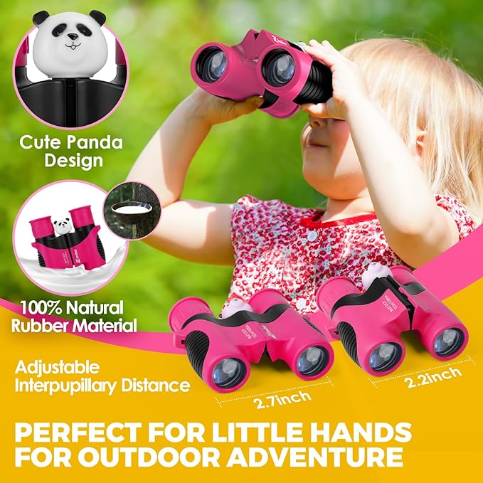 Binoculars for Kids, Toys for 3-12 Year Old Girls and Boys, Bird Watching Hiking 4 5 6 7 8 9 Year Old Girl Boy Christmas Birthday Gifts, Outdoor Toys for Kid Set with Magnifying Glass & Compass-CubbioJoy