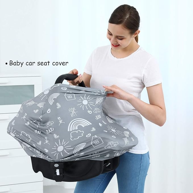 Carseat Canopy Breastfeeding Cover - Multi Use Infant Stroller Cover, Car Seat Covers for Babies, Baby Shower Gifts for Boys and Girls (Creativity)-CubbioJoy