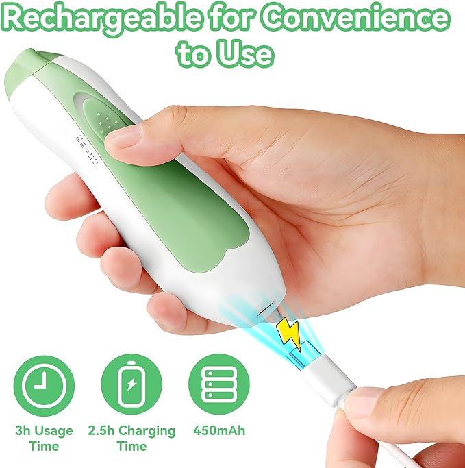 Baby Nail Trimmer Electric, 6 in 1 Rechargeable Baby Nail Clippers Manicure Set Grooming Kit for Toddler Infant or Adults (Green)-CubbioJoy