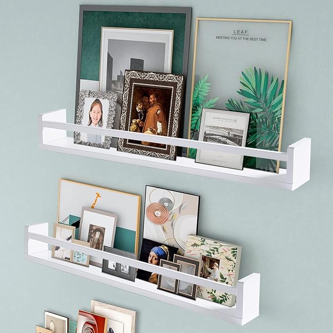 AZSKY Classic Nursery Book Shelves White Wall Book Shelves Kids Bookshelf for Bedroom Bathroom Décor Wall Ledge Shelves 36 in Hanging Shelves a Set of 3-CubbioJoy