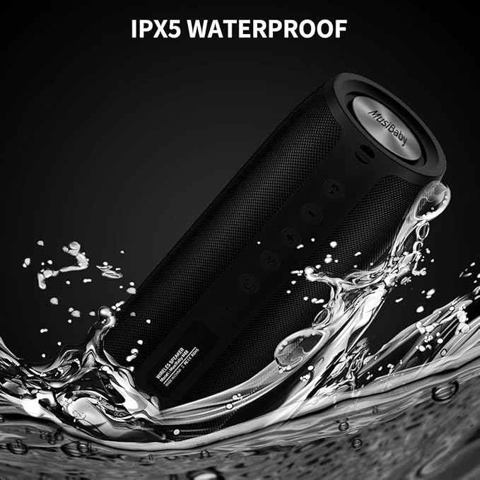 Bluetooth Speaker,MusiBaby M88 Speakers,Dual Pairing, Bluetooth 5.3,Loud Stereo Sound,Booming Bass,30H Playtime for Home& Outdoor Party,Beach,Portable Speaker,Gifts(Black)-CubbioJoy