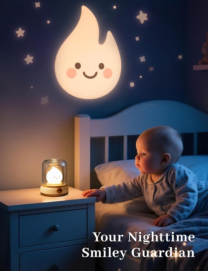 Cute Campfire Lamp, Portable LED Camping Lantern, Rechargeable, Dimming, Candle Lights & Night Light 2 Mode, Table Bedside Lamps, Nightlight for Kids Room, Halloween Decor-CubbioJoy