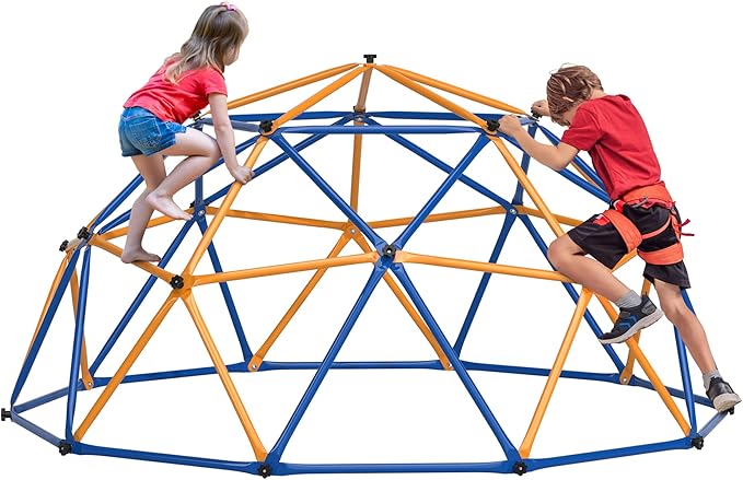 JAXPETY 10 FT Climbing Dome, Toddler Outdoor Climbing Toys, Kids Jungle Gym for Backyard, Playground Doorway Geometric Dome for Kids 8-12 Climber, Metal Outside Climbing Gym, Capacity 500 Lbs-CubbioJoy