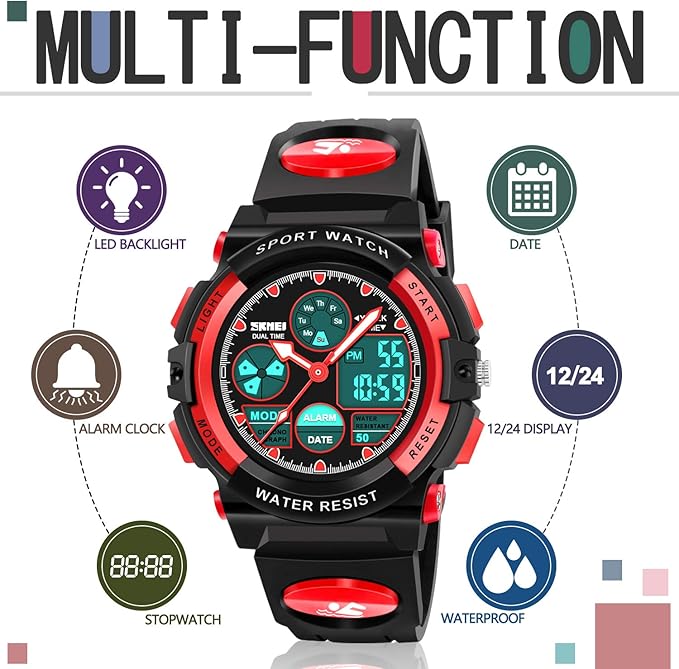 ATIMO LED Multi Function Waterproof Watch for Kids - Kids Gifts-CubbioJoy