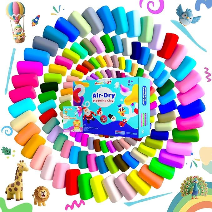 Air Dry Clay 156 Colors, Modeling Clay for Kids, Model Magic Clay, DIY Molding Clay Kit with Sculpting Tools, Soft and Non-Sticky, Arts and Crafts Gift for Boys Girls Kids-CubbioJoy