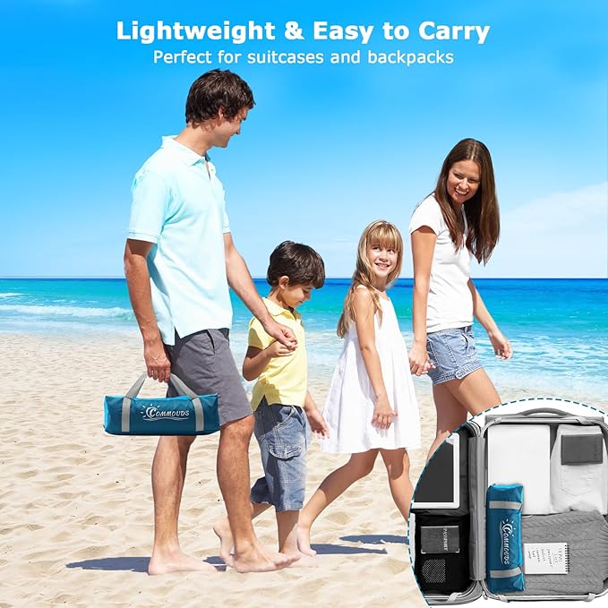 COMMOUDS Beach Tent Sun Shade for 3/4-5/6-7/8-10 Person, UPF 50+ Beach Sun Shelter Canopy Tent, Lightweight, Easy Set Up and Carry-CubbioJoy