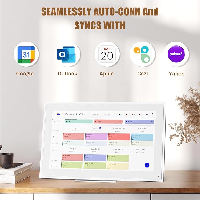 15.6-inch Wall Digital Calendar,2025 Smart WiFi Calendar & Chore Chart,Full HD Touchscreen Interactive Display for Family Schedules-Wall/Desk Mountable Planner,Meeting Reminders & Deadline Tracking-CubbioJoy