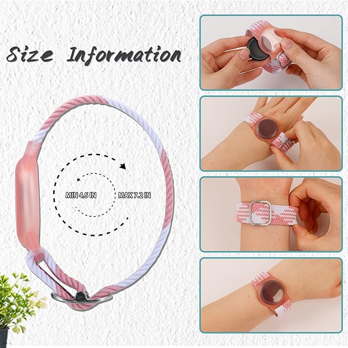4 Pack Kids Bracelet Compatible with AirTag, GPS Kid Tracker Holder Braided Wristband for Apple Air Tag, Nylon Adjustable Anti Lost Airtag Watch Band for Kids Children Elders (Mixed Color)-CubbioJoy