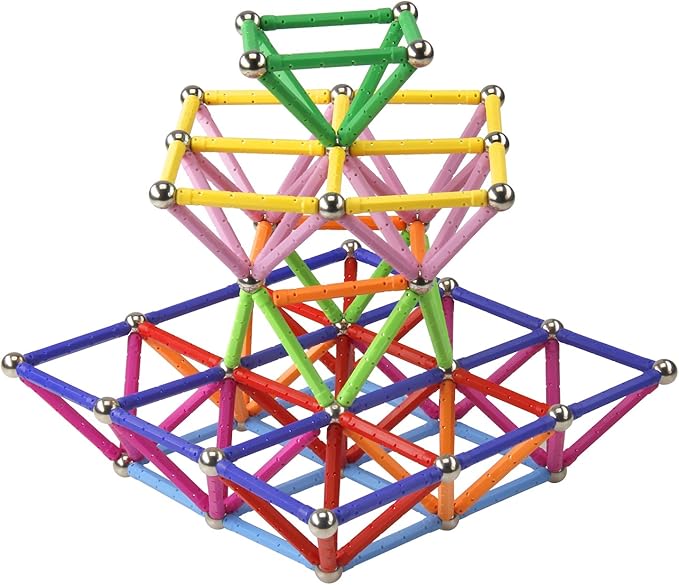 160 Pcs Magnet Building Sticks Kids Toys, Lengthen Magnetic Construction Building Blocks Set 3D Brain Training Learning Educational DIY STEM Toys-CubbioJoy