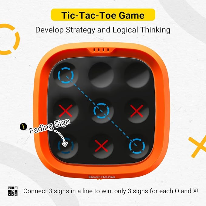 4-in-1 Handheld Tic Tac Toe Game Portable Electronic Board Games for Kids & Adults, Travel Fun & Memory Growth Gift, Orange-CubbioJoy