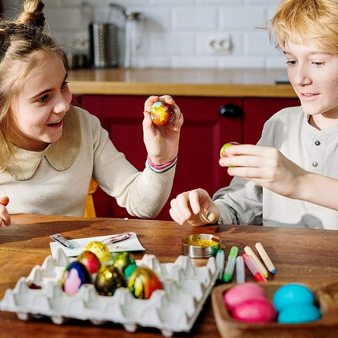 CALPALMY 24 Pieces Wooden Eggs - Life-Size, Reusable Fake Easter Eggs for Painting, Decorating, Crafting, Pretend Play, Faux Food Display, Nest Box Training-CubbioJoy