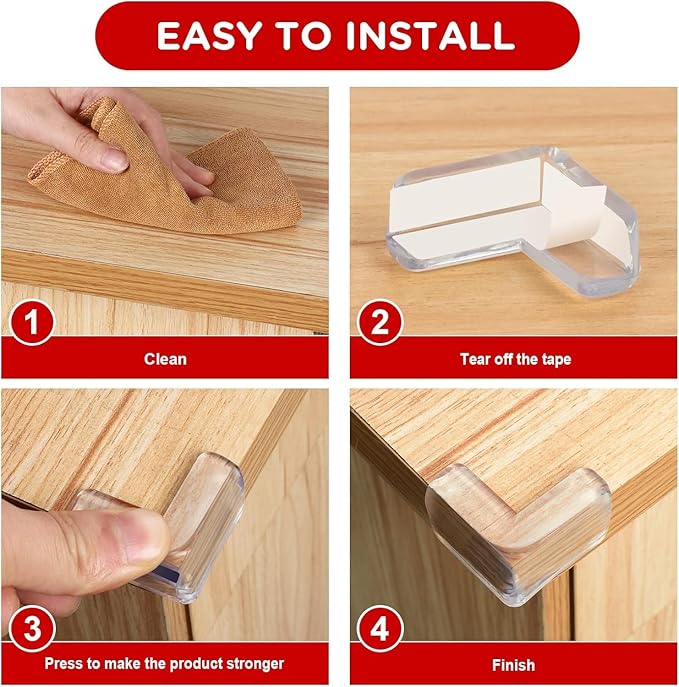 8 Pack Corner Guards Baby Proofing Furniture Corner & Edge Safety Bumpers Corner Covers Protectors Baby Proof Bumper & Cushion to Cover Sharp Furniture & Table Edges (L Shape)-CubbioJoy