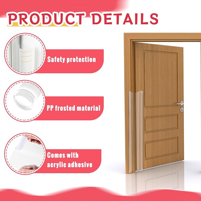 6 Pcs Door Pinch Guard Baby Proofing Jam Shield Door Finger Pinch Guard 47.2 x 7 Inch Hinge Cover Protectors for 90 and 180 Degree Gates Kids Pets Safety-CubbioJoy