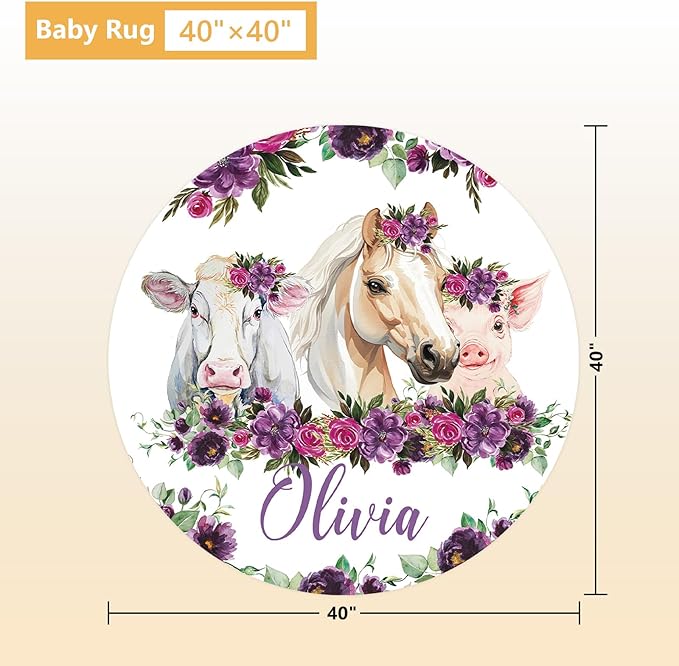 Custom Baby Crib Bedding Set, 5 Pcs Personalized Name Baby Crib Sets for Infant Toddler, Floral Horse Nursery Bedding Set for Baby Girls, Double Layer Baby Bedding Sets, Gifts for New Parents-CubbioJoy