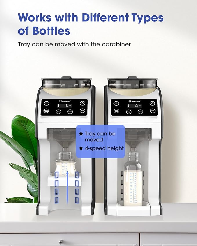 Instant Formula Maker, Fast and Customizable Formula Dispenser Machine with Accurate Temperature Control for Baby, Automatic Powder Blending for All Brands of Bottle and Formula, Black/White-CubbioJoy