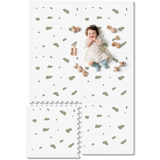 Baby Foam Play Mat-72”x 48” Baby Playmat,6-Piece Interlocking Foam Floor Tiles,Puzzle Mat for Infants and Toddlers,Waterproof Crawling Mat,Non Toxic Play Mat for Baby Tummy Time Mat(Spot)-CubbioJoy