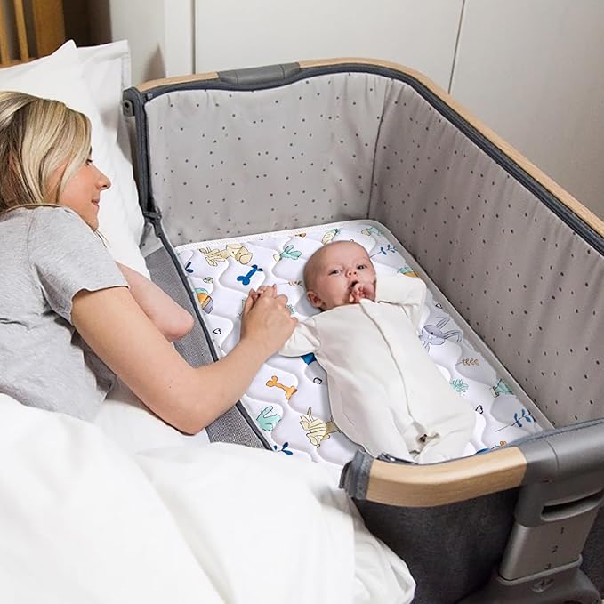 Baby Bassinet Mattress 47x 23.6 inches- Firm Support and Comfort Premium Foam,Noiseless and Odorless,Hypoallergenic Small Crib Mattress, Fits Moses Basket, Dual Sided with Soft Breathable Fabric-CubbioJoy