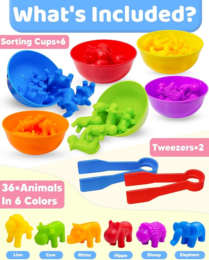 Counting Animals Montessori Toys for 3 4 5 Years Old Boys Girls, Preschool Learning Activities Kindergarten Educational Sensory Toys Gifts for Kids Toddlers-CubbioJoy