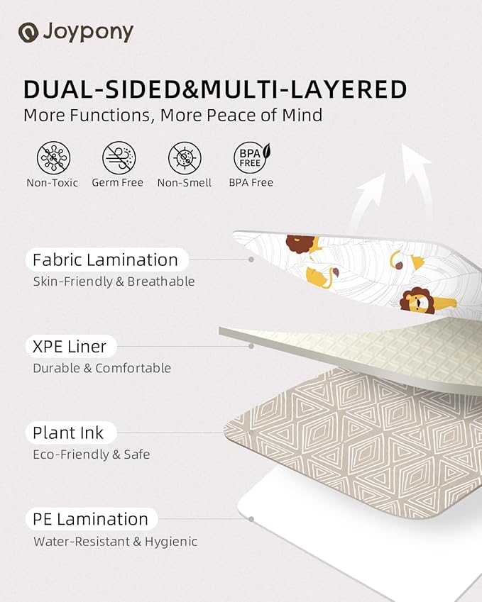 Baby Play Mat 59x71 Inch, 2 in 1 Fabric & XPE Dual-Sided Design Foldable Play Mats for Babies and Toddlers, Waterproof & Anti-Slip Baby Mat for Floor, Portable Baby Foam Crawling Mat with Travel Bag-CubbioJoy