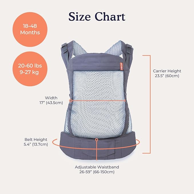 Beco Toddler Carrier - Breathable 3D Mesh Front-Carry & Backpack Style Carrier with Tall Supportive Back and Ergonomic Extra-Wide Seat for Children from 18months (20-60 lbs) - Navy-CubbioJoy