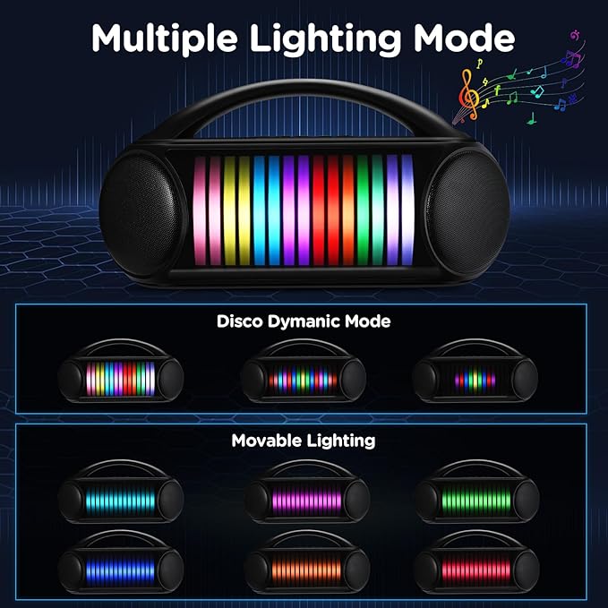 Karaoke Machine Portable Bluetooth Speaker with 2 Wireless Microphones Rechargeable Karaoke Machine for Kid and Adult Party PA Speaker Multiple LED Light Mode Support TWS/Radio/AUX/REC-CubbioJoy