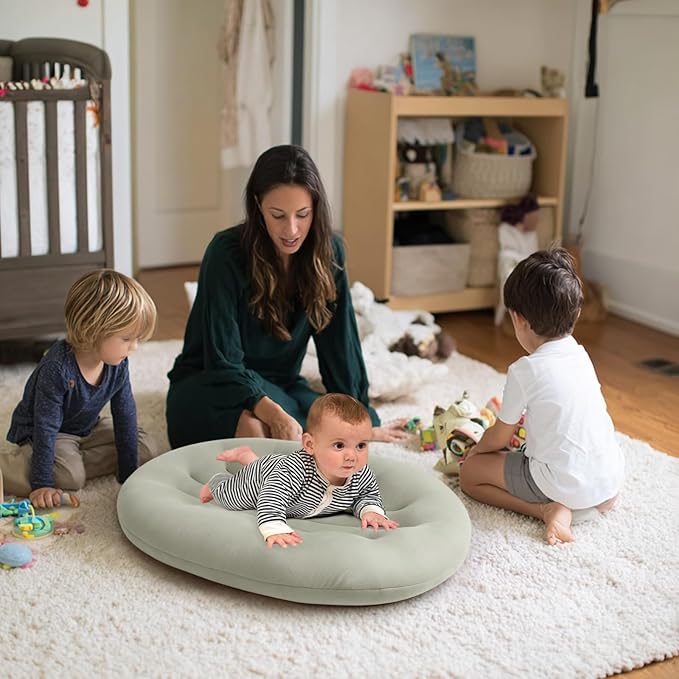 Baby Lounger for Newborn: Portable & Lightweight Pillow for Tummy Time Playtime & Diaper Changes - Skin-Friendly & Breathable for 0-12 Month Supervised Use-CubbioJoy