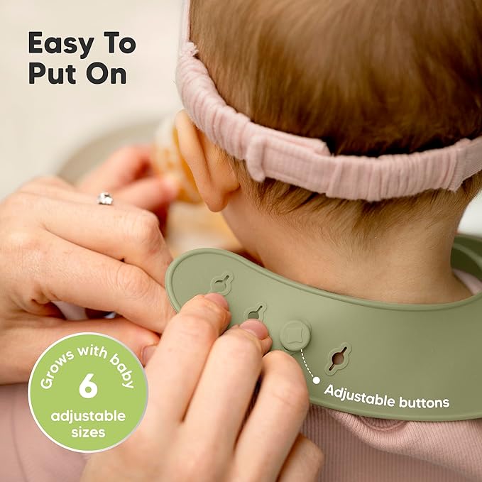 KeaBabies 2-Pack Silicone Baby Bibs for Eating - Sturdy Food-Grade Silicone Bibs for Babies Girl, Boy, Large Food Catcher, Clean & Put On Easily, Waterproof Toddler Feeding Essentials (Harvest)-CubbioJoy