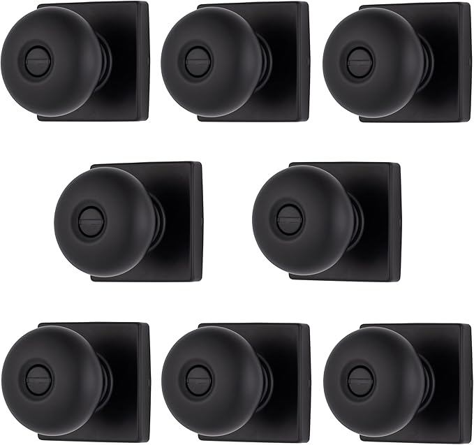 BRINKS – Contemporary Privacy Locking Interior Ball Door Knob, Matte Black - Designed for Sleek and Modern Homes and Blends Seamlessly with Interior Décor (E2436-122) (8 Pack)-CubbioJoy