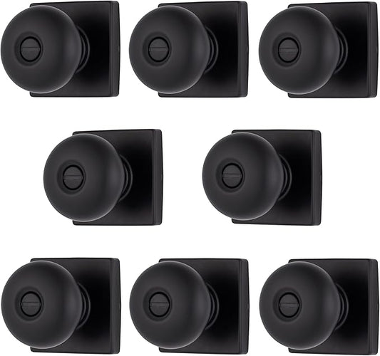 BRINKS – Contemporary Privacy Locking Interior Ball Door Knob, Matte Black - Designed for Sleek and Modern Homes and Blends Seamlessly with Interior Décor (E2436-122) (8 Pack)-CubbioJoy